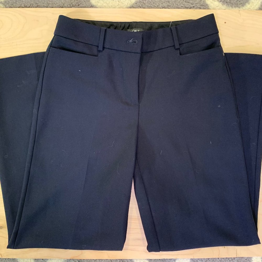 Navy High Waisted Curvy Wide Leg Trouser